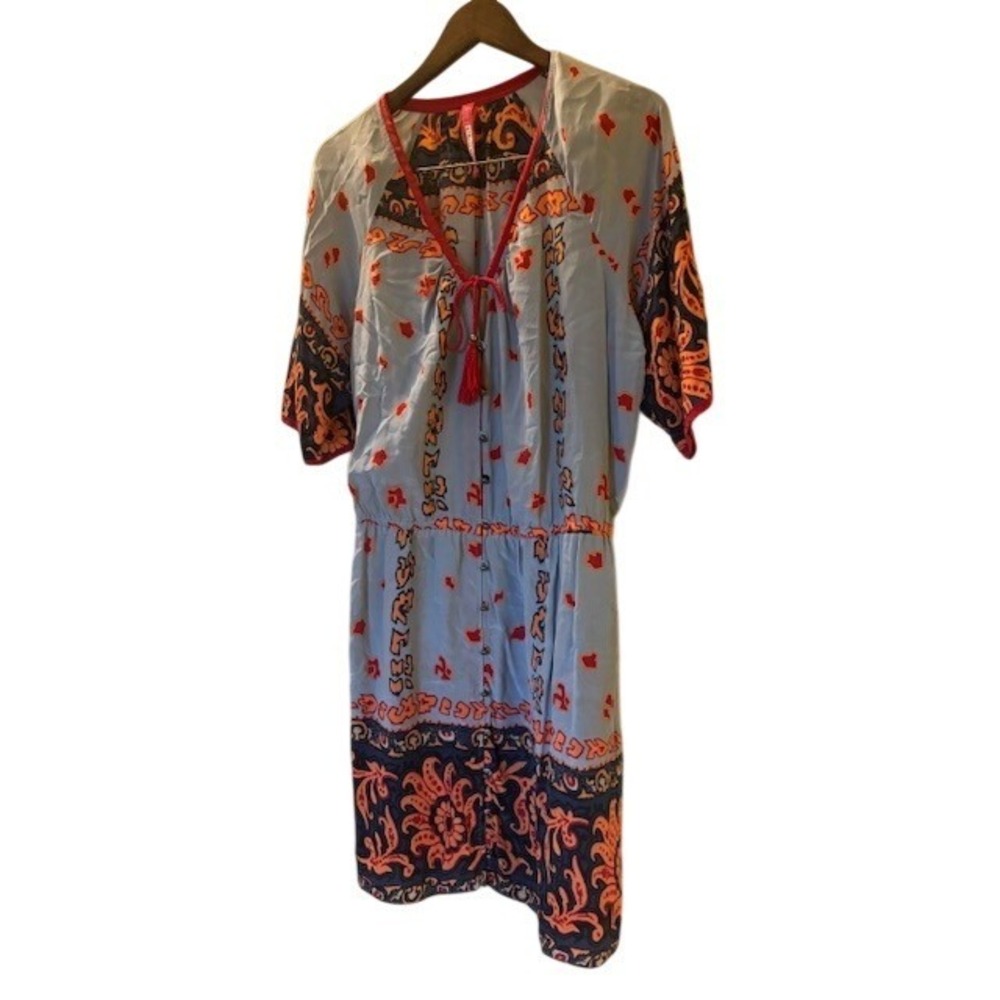 Plenty by Tracy Reese Silk Boho Paisley Tassel V-Neck Dress L
